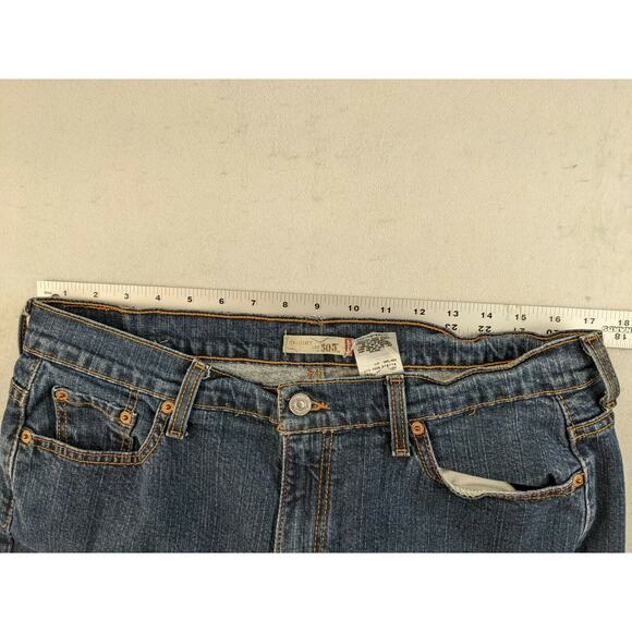 Levis 505 Straight Leg Boys Jeans Size 14 S Blue Denim Handsewn Hem 26.5 Inseam - Picture 6 of 6